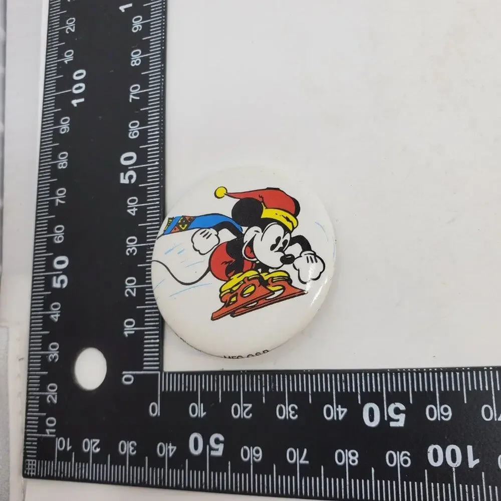 Disney Mickey Mouse Vintage Ice Skates Jumping Button